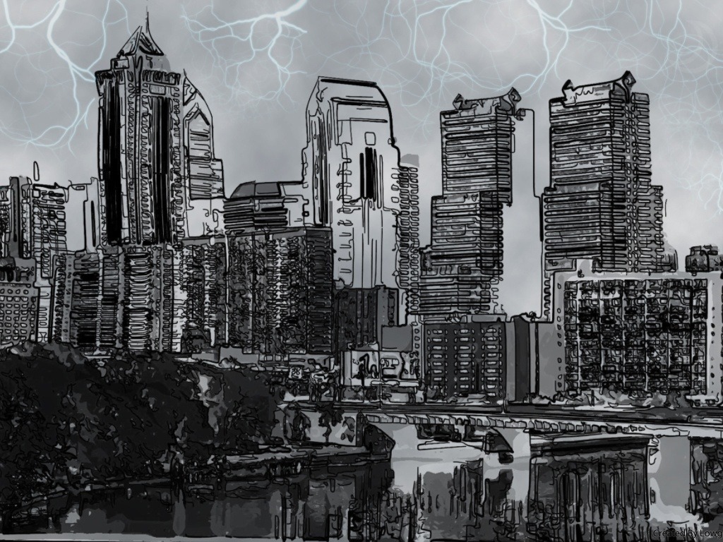Abstract 3D-black-city wallpaper