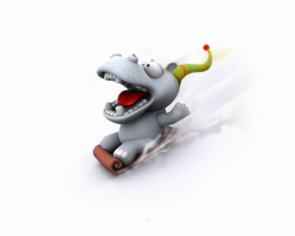 Abstract 3D-hippon-on-sleigh wallpaper