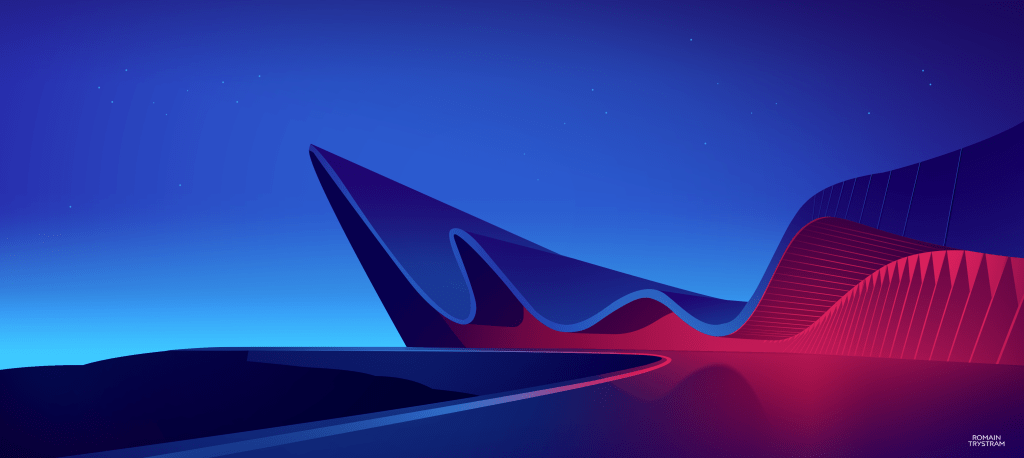 Modern architecture Wallpaper 4K, Illustration, Building, Blue