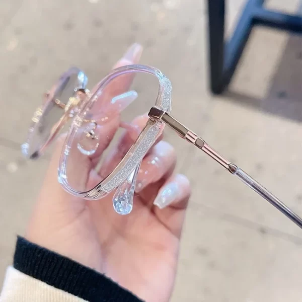 Luxury Anti Blue Light Glasses for Men Women Rhinestone Studded Oversized Square Eyeglasses Goggles Eyewear Glitter Frame - Image 3
