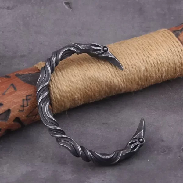 Stainless Steel Nordic Viking Norse Raven Bracelet Men Wristband Cuff Bracelets with viking wooden box - Image 2
