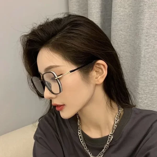 Luxury Anti Blue Light Glasses for Men Women Rhinestone Studded Oversized Square Eyeglasses Goggles Eyewear Glitter Frame - Image 6