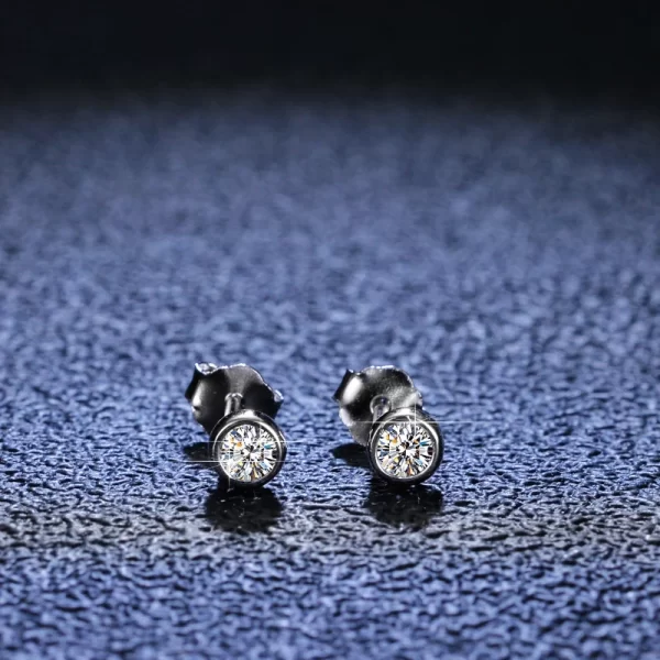 Round 3mm Moissanite Diamond Silver 925 Stud Earrings Trendy Engagement Wedding Women Earring Gift - Image 2