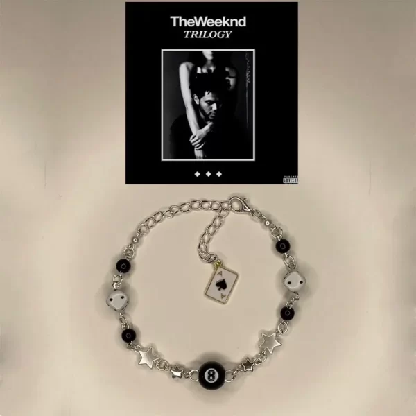 Handmade the weeknd bracelets No. 8 ball star beaded dice bracelet coquettish y2k gothic