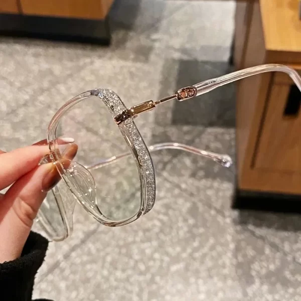 Luxury Anti Blue Light Glasses for Men Women Rhinestone Studded Oversized Square Eyeglasses Goggles Eyewear Glitter Frame - Image 5