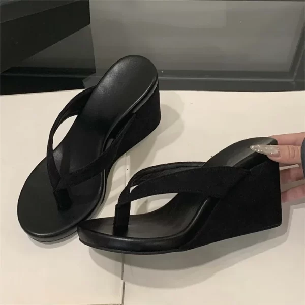 Eilyken Summer Leopard Print Clip Toe Platform Wedges Women Slippers Fashion Thick Bottom High Heels Flip Flops Shoes - Image 2