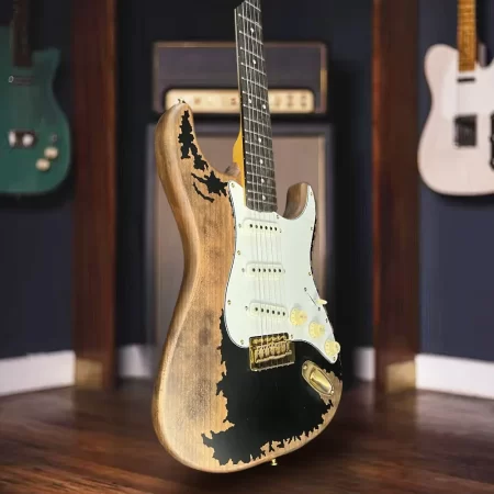 Free Shipping Brown White Retro Fen ST Electric Guitar Classic Double Cutaway Design Rosewood Fingerboard Accessory Upgrades