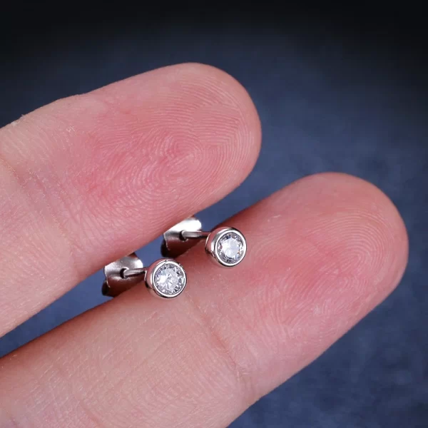 Round 3mm Moissanite Diamond Silver 925 Stud Earrings Trendy Engagement Wedding Women Earring Gift - Image 5