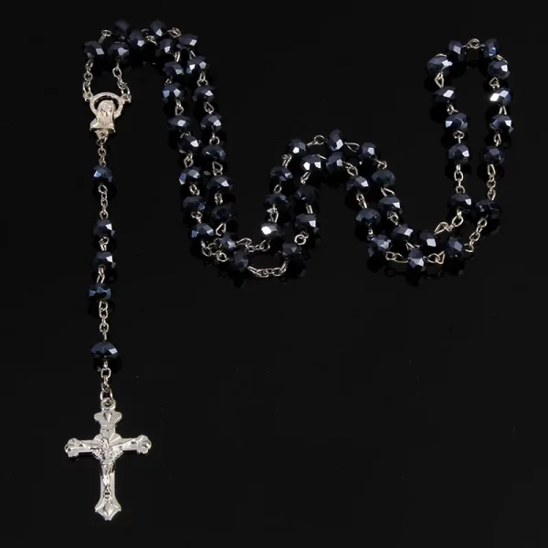 8mm pearl crystal rosary necklace, charm rosary crystal blessing necklace, Santa Maria center crystal jewelry necklace - Image 3