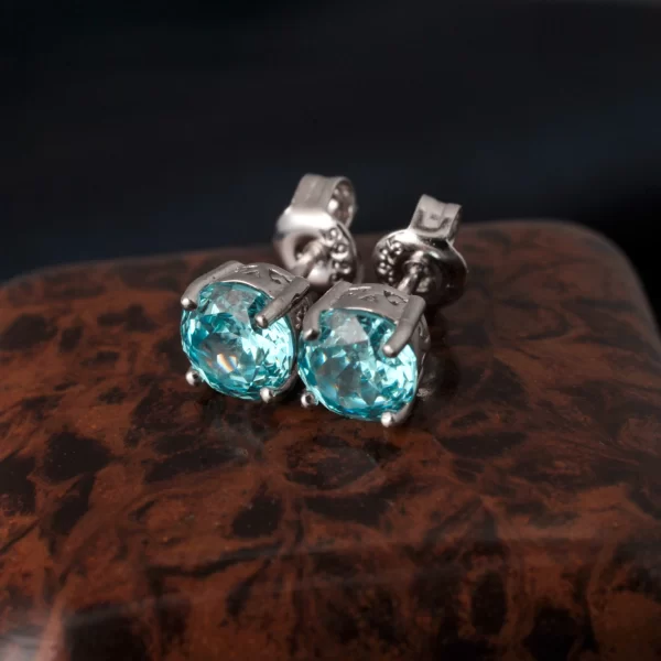 Potiy 2ct 5A Octagon Rose Cut Cubic Zirconia Paraiba Blue Solitaire Stud Earrings Gift For Her 925 Sterling Silver - Image 6