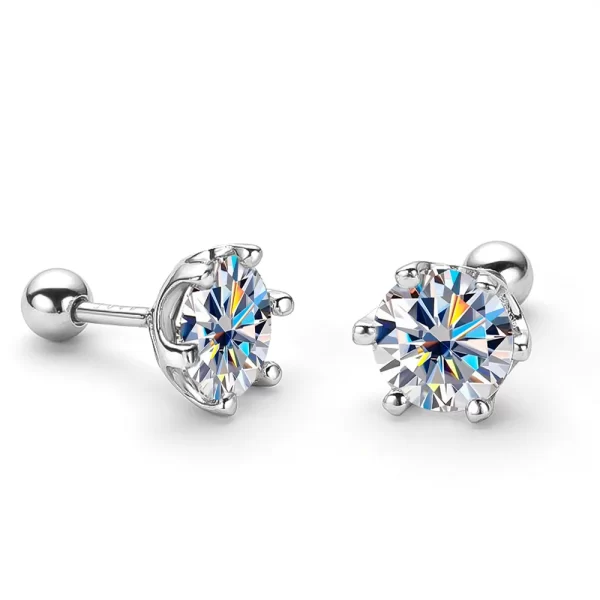 Serenity 0.5-2ct D VVS1 Moissanite Screw Earrings for Women Wedding Bridal 100% S925 Sterling Silver Earrings Anniversary Gift - Image 3