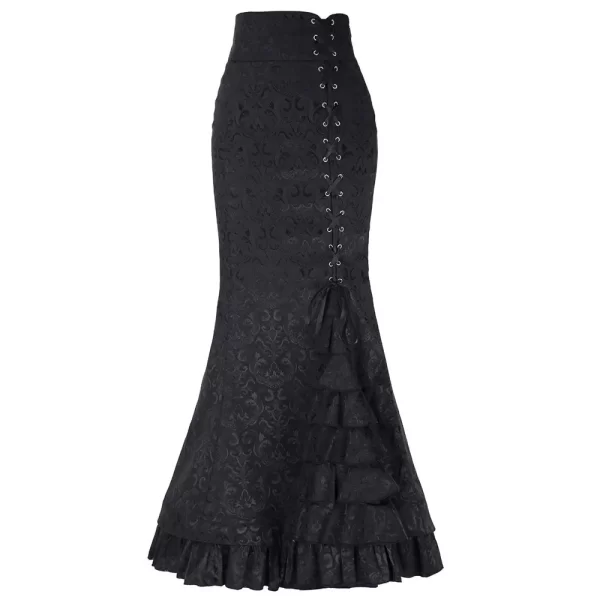 Vintage Women Trumpet Mermaid Skirt Gothic Long Steampunk Skirt Maxi Fishtail Victorian Ladies Retro Bandage Skirt Y2k Steetwear - Image 2