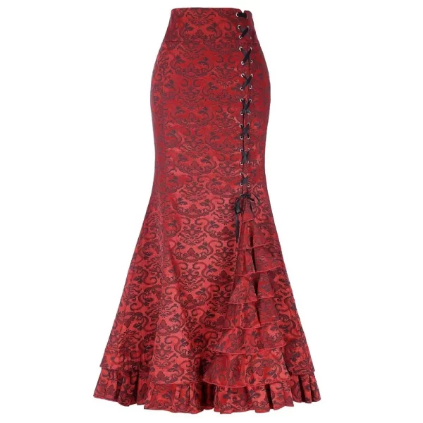 Vintage Women Trumpet Mermaid Skirt Gothic Long Steampunk Skirt Maxi Fishtail Victorian Ladies Retro Bandage Skirt Y2k Steetwear - Image 3