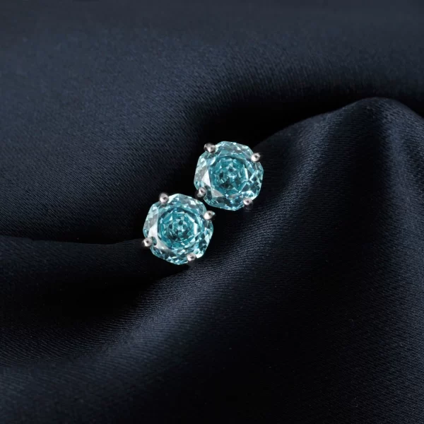 Potiy 2ct 5A Octagon Rose Cut Cubic Zirconia Paraiba Blue Solitaire Stud Earrings Gift For Her 925 Sterling Silver - Image 5