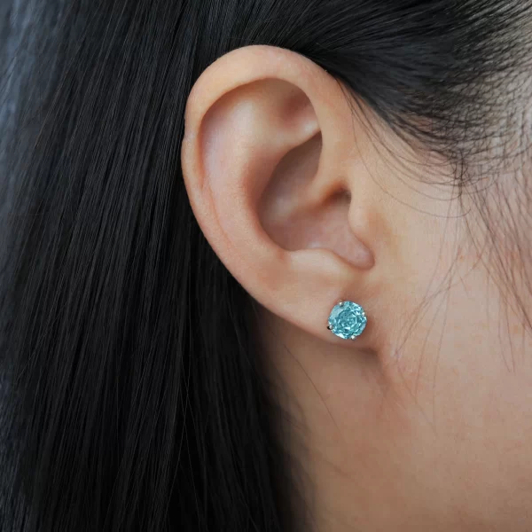 Potiy 2ct 5A Octagon Rose Cut Cubic Zirconia Paraiba Blue Solitaire Stud Earrings Gift For Her 925 Sterling Silver - Image 4