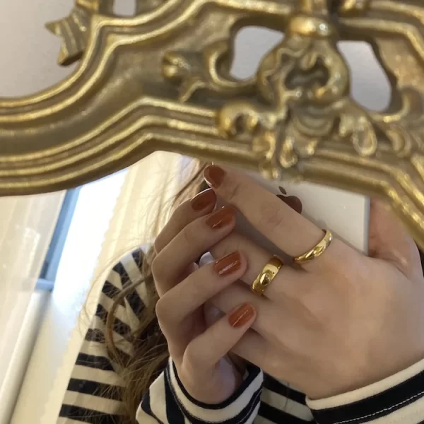 fashion luxury golden engagement wedding ring couple ring simple fashion style fine jewelry anniversary gift men and women ring