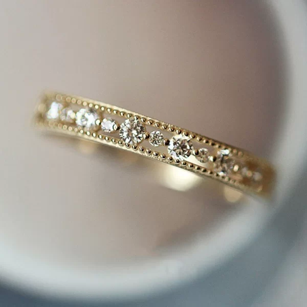 huitan delicate thin rings for women silver color/gold color shiny cz fancy wedding eternity rings fashion accessories jewelry