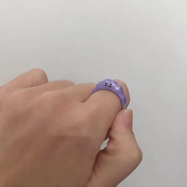 new funny monster open rings dripping oil purple cute women design smile fashion finger ring wholesale fashion jewelry trendy
