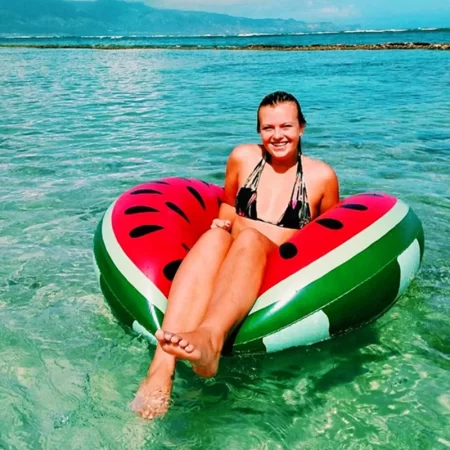 rooxin watermelon pool floats for adult kids inflatable circle swimming ring floating seat summer beach party pool toys