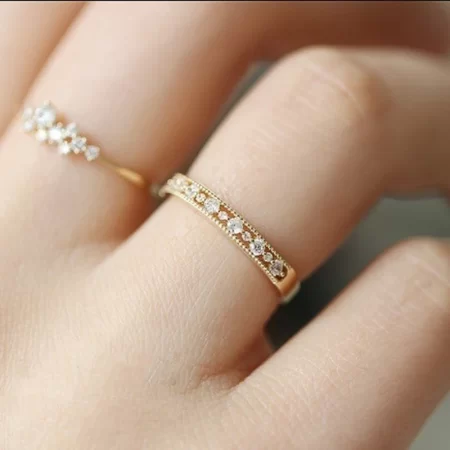 huitan delicate thin rings for women silver color/gold color shiny cz fancy wedding eternity rings fashion accessories jewelry