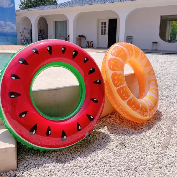 65cm watermelon inflatable swimming ring pvc thickened summer water toys for kids adults hawaiian pool beach party decoration