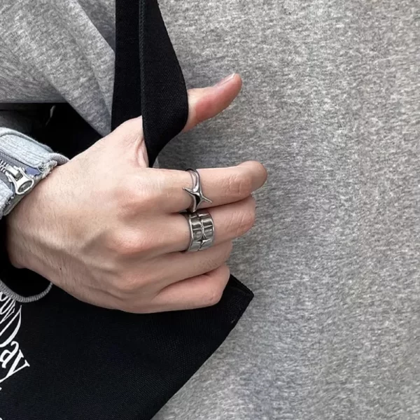 fashion retro silver color cross star rings for women men punk gothic couple rings festivals party jewelry daily accessories new