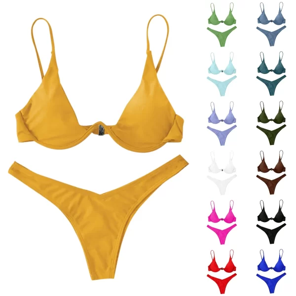 bikini sexy split style solid color women's swimsuit steel bracket tow piece for teenagers biquinis feminino tendência 2024