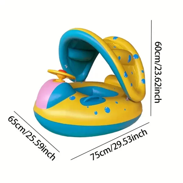 1pc pvc children's swimming ring with sunshade, inflatable water toy, pool floater