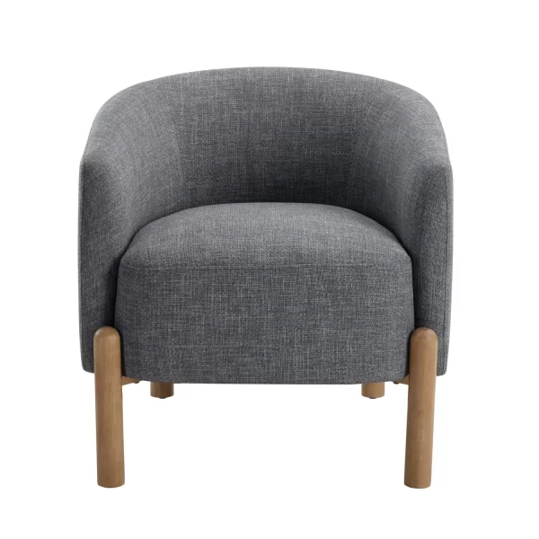 style comfort accent chair gray upholstery durable frame solid wood legs contemporary living room furniture 1pc