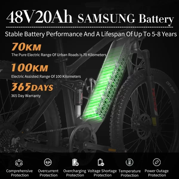 ebike syr03 off road electric mountain bike 1000w 48v 20ah lithium battery powered bicycle soft tail shock absorption all terrai