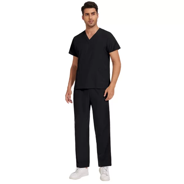 unisex v neck scrubs top solid color quick dry lightweight dental clinic uniform hand wash surgical workwear basic tee shirt