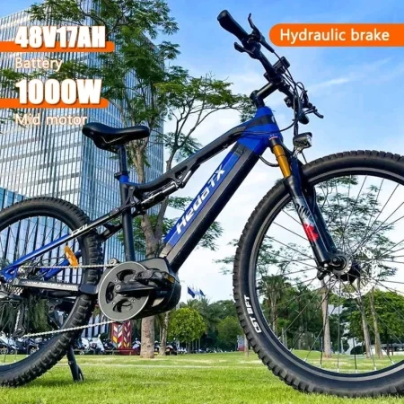city ebike tx11 48v 17ah 1000w center mount motor removable battery mountain 27.5 inches electric bike top speed 55km/h 9 speed