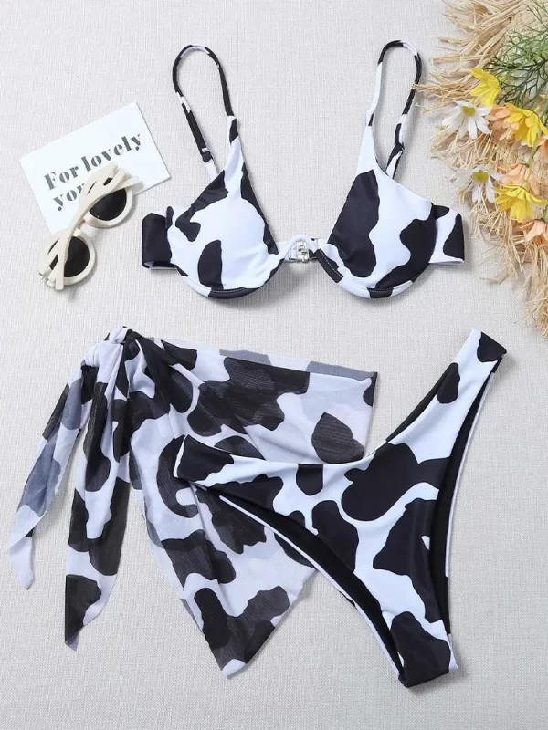 aotvotee sexy leopard print bikini short skirt 3 piece set women split swimsuit beach bikini 2025 new summer swimwear bikini set