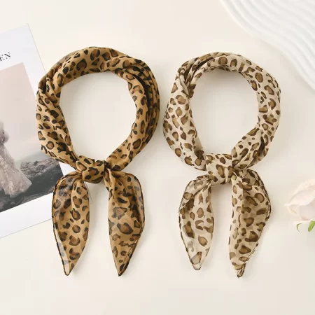 60*60cm small square scarf women chiffon neckerchief fashion leopard printed floral handkerchief hair wrap bag accessories