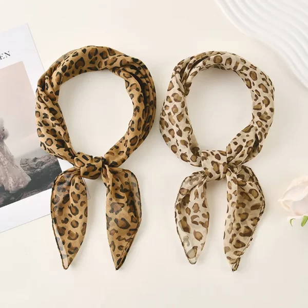 60*60cm small square scarf women chiffon neckerchief fashion leopard printed floral handkerchief hair wrap bag accessories