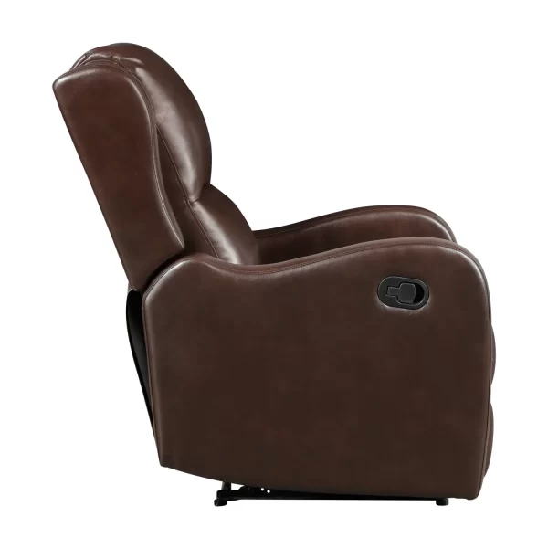 brown reclining chair 1pc comfort seating faux leather upholstery living room furniture solid wood