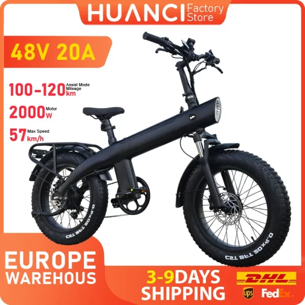 huanci q3 mountain electric bicycle 2000w adult electric bike 48v 20ah ebike 20inch tire off road fatbike city e bike