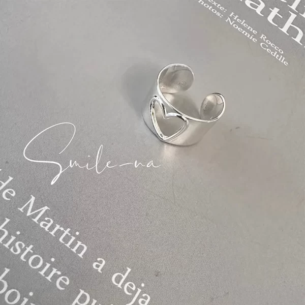 foxanry hollow love heart wide rings for women couples korean fashion creative simple classic elegant daily party jewelry gifts