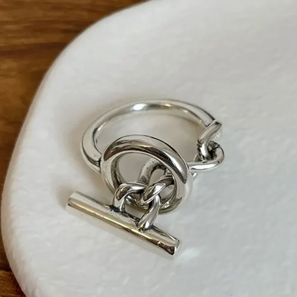foxanry vintage handmade ot buckle engagement rings for women couples new fashion creative geometric handmade party jewelry gift