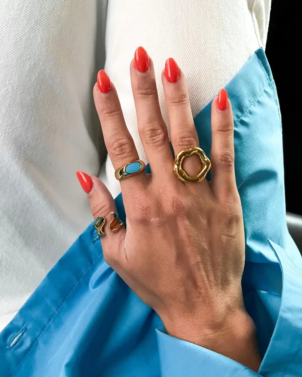 uworld top quality geometric wide stainless steel ring 18k gold color waterproof fashion minimalist statement charm jewelry wome