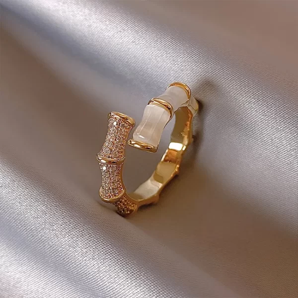 opals bamboo shape gold colour adjustable rings korean fashion jewelry party luxury accessory for woman‘s gift 2023 new design