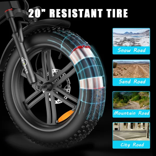 deepower folding electric bike 1000w motor 48v 20ah adult electric bicycle disc brake city commuting and mountain ebike