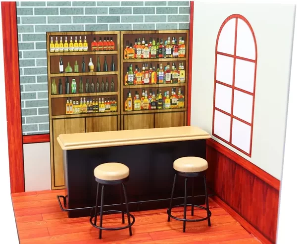 dollhouse furniture metal bar table & chair with wood top pub set 1:12 scale miniature accessories bar counter stool mini