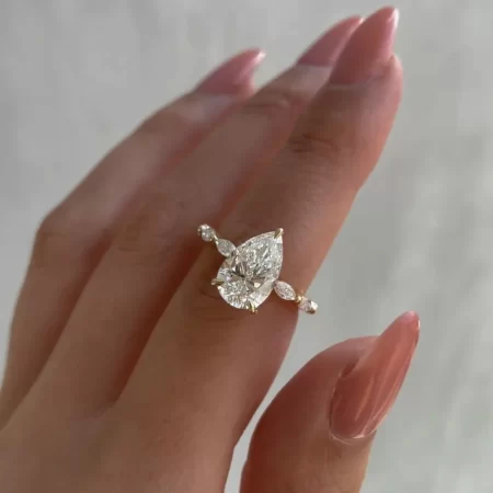 gorgeous oval geometry gold color rings for women fashion metal inlaid white stones ring jewelry