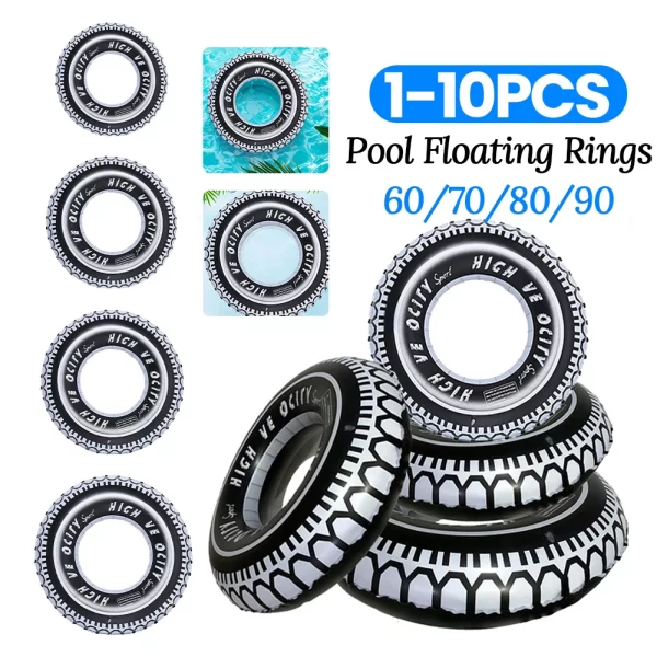 tire pattern blow up swim tube leakproof inflatable swim ring for kids adults water play thickened floaties swimming circle