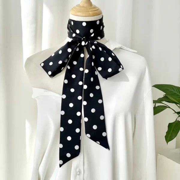 1pc fashion ribbon polka dot scarf printed thin scarf headband korean style neckerchief long scarves wedding