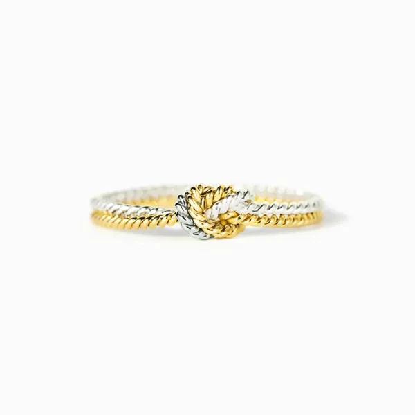 caoshi chic two tone style finger ring for women fashion knot shape jewelry female daily wearable versatile accessories gift