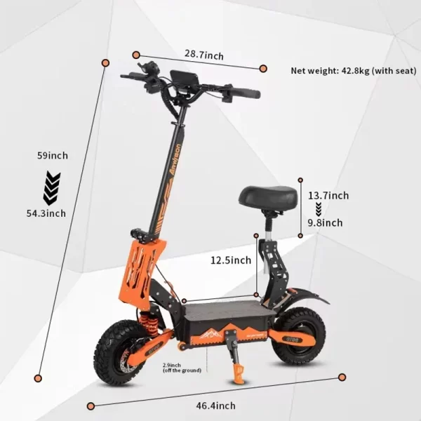 dt08 2024 new 5600w dual motor electric scooter 60v 27ah max speed 75 80km/h lcd display 11 inch tyres foldable electric scooter