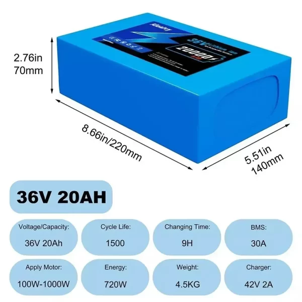 aleaviy 36v 20ah electric bike lithium battery pack 20000mah li ion ebike battery for bicycle scooter motorcycle with charger