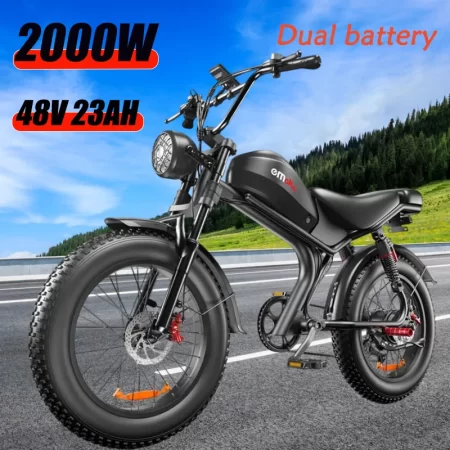 electric bike c93 2000w 48v23ah off road tyre dual battery model electric bicycle max speed 55km aluminum alloy e bike for adult